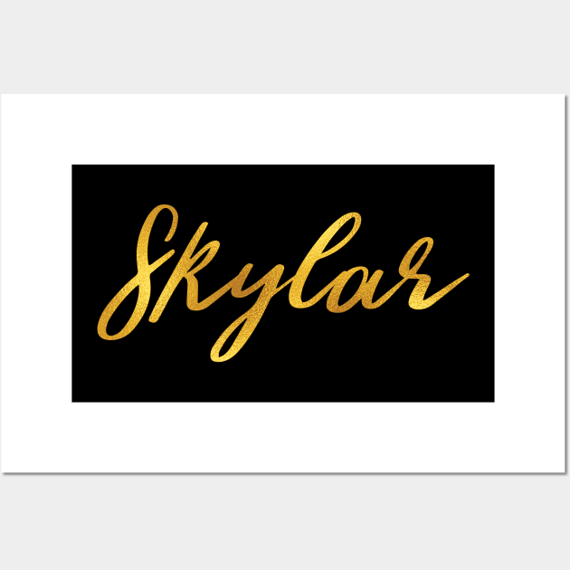 Skylar Name Hand Lettering in Faux Gold Letters Wall Art by Pixel On Fire